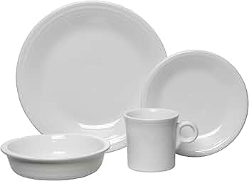 Fiesta 4-Piece Classic Rim Place Setting, White by Fiesta - American Made