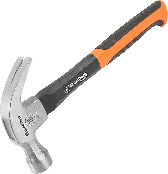 GreatNeck HG16C 16 Oz Fiberglass Curved Claw Hammer by Great Neck Saw - American Made