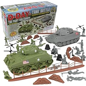 BMC WW2 D-Day Tank Battle Plastic Army Men 36-Piece Playset by BMC Toys - American Made