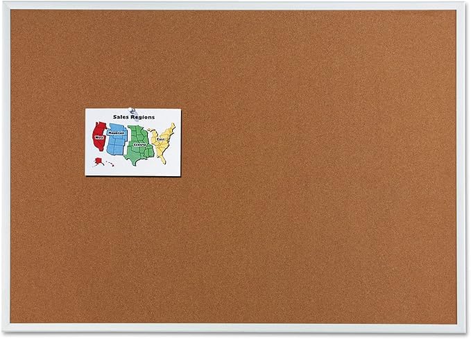Quartet Cork Board, Bulletin Board, 3' x 2' Corkboard by Quartet - American Made