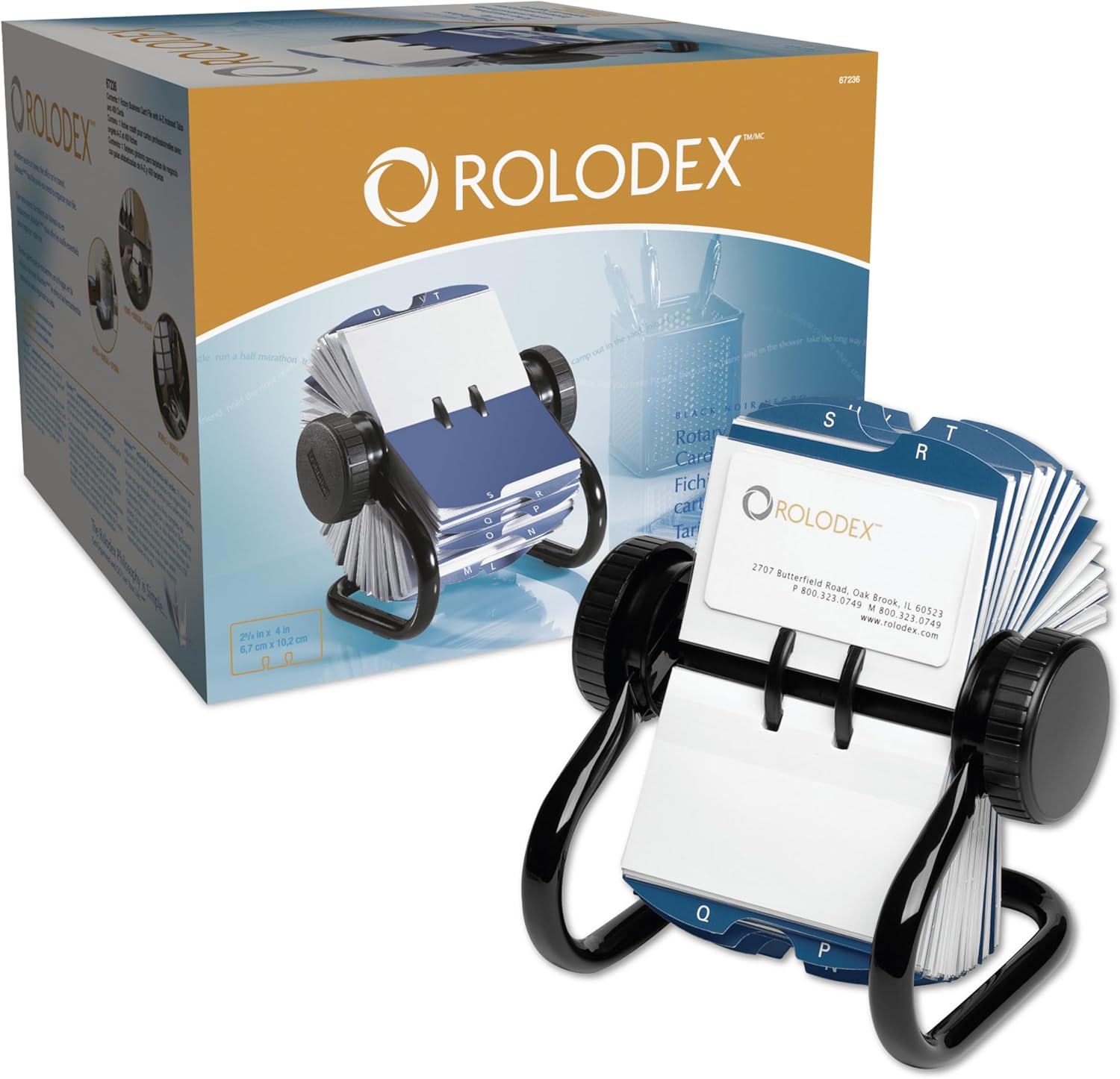 Rolodex Rotary Business Card File 400-Card Capacity Black by Rolodex - American Made