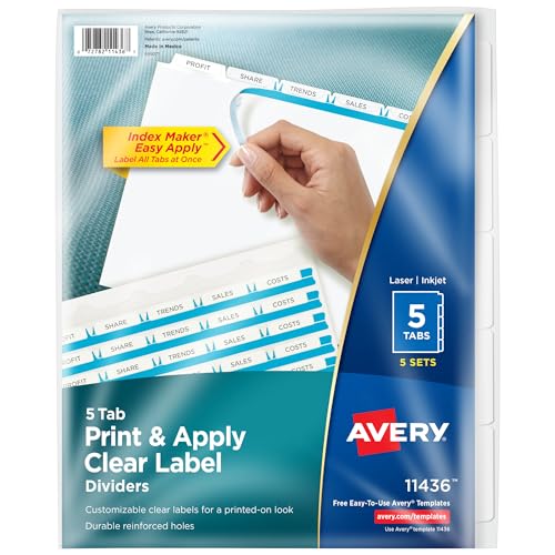 Avery 5-Tab Binder Dividers Index Maker White by Avery - American Made