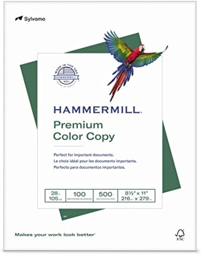 Hammermill Printer Paper Premium Color 28lb Copy Paper 8.5x11 1 Ream by Hammermill - American Made