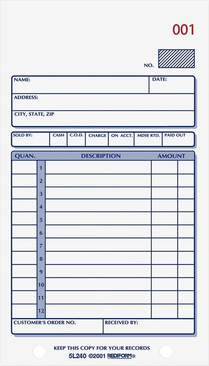 Rediform Sales Order Book Carbonless 2 Part 50 Forms by Rediform - American Made