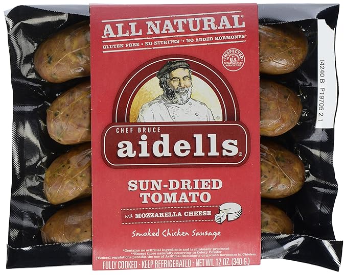 Aidells Smoked Chicken Sausage Sun-Dried Tomato with Mozzarella 12 oz 4 Links by Aidells Sausage - American Made