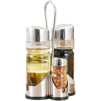 Tablecraft Stainless Steel Condiment Dispenser Set by Tablecraft - American Made