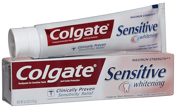 Colgate Sensitive Maximum Strength Whitening Toothpaste 6 oz by Colgate - American Made