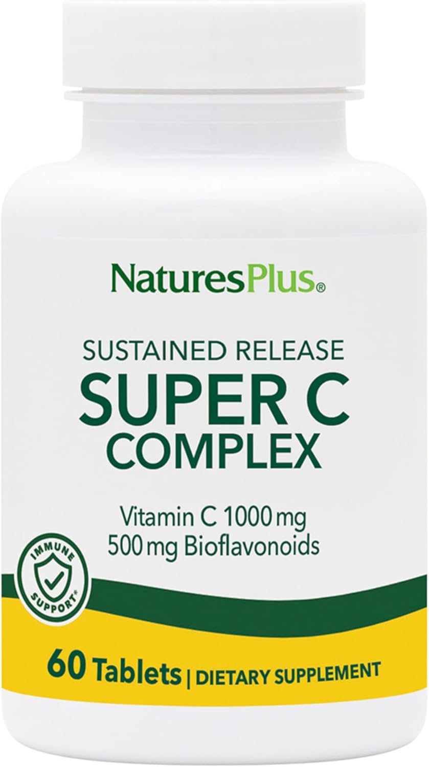 Nature's Plus Super C Complex 1000 mg Vitamin C + 500 mg Bioflavonoids, 60 Tablets by Natures Plus - American Made