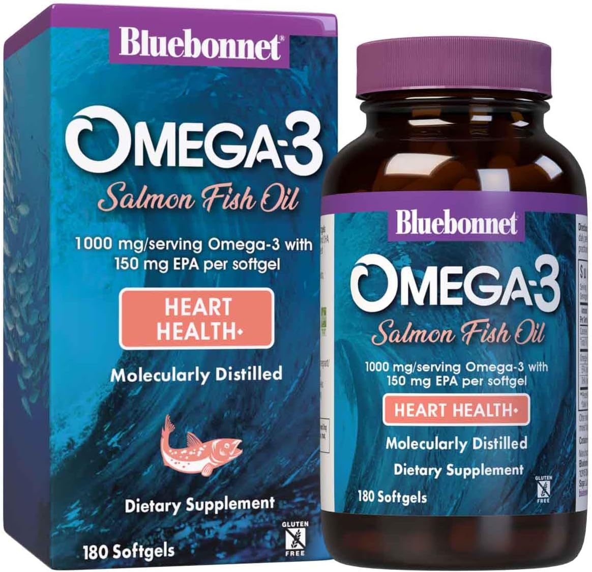 Bluebonnet Nutrition Omega-3 Salmon Oil 1000 mg 180 Softgels by Bluebonnet Nutrition - American Made