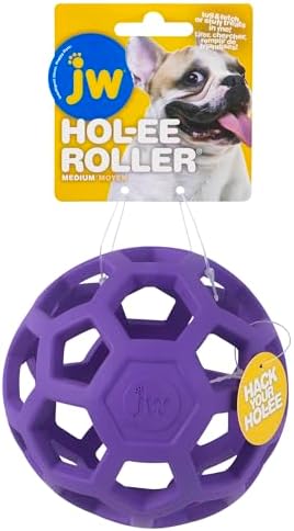 JW Pet Hol-ee Roller Dog Toy Puzzle Ball Natural Rubber Medium by JW Pet - American Made