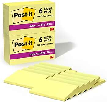 Post-it Super Sticky Notes 3x5 in, 12 Pads — Extra Sticky Canary Yellow by Post-it - American Made