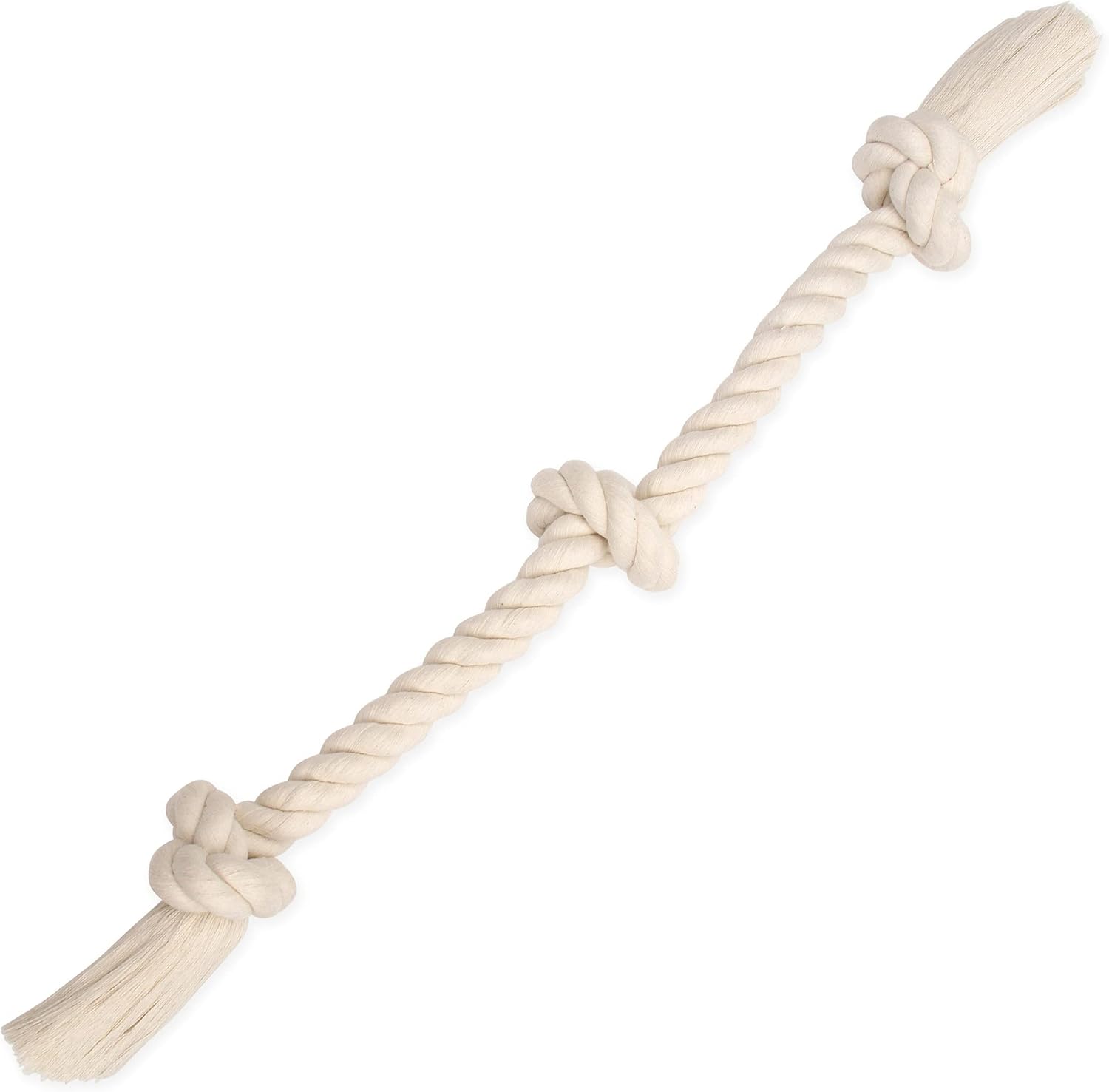 Mammoth Flossy Chews Cotton White 3-Knot Rope Tug Large 25-Inch by Mammoth Pet - American Made