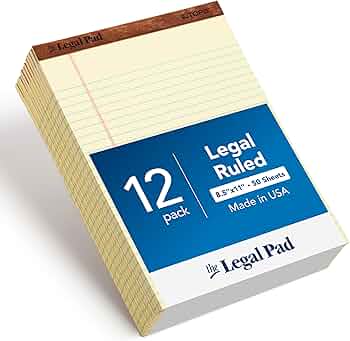 TOPS 8.5 x 11.75 Legal Pads 12-Pack Yellow Wide Ruled by Tops Products - American Made