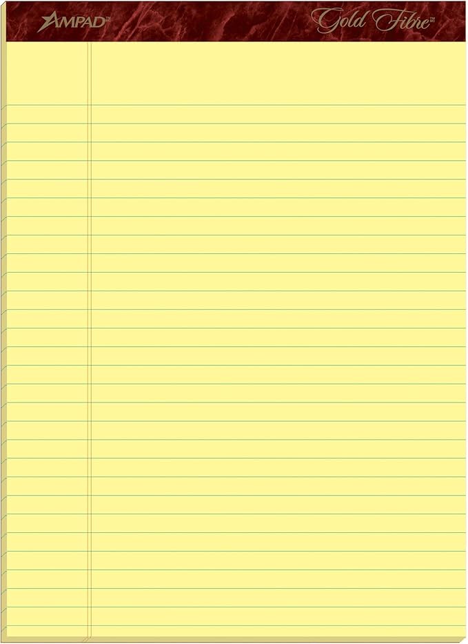 Ampad Gold Fibre Legal Pad 50 Sheets Canary Yellow Wide Rule by Ampad - American Made