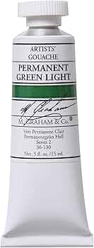 M. Graham Gouache Paint Permanent Green Light Half Ounce by M. Graham & Co. - American Made