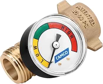 Camco Brass RV Water Pressure Regulator with Gauge Model 40064 by Camco - American Made