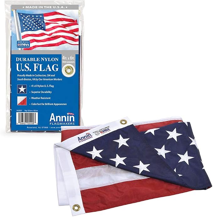 Annin Flagmakers SolarGuard Nyl-Glo American Flag 4x6 Feet (Model 2220) by Annin Flagmakers - American Made