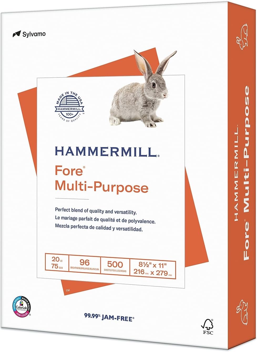 Hammermill Fore Multipurpose 20lb Copy Paper 8.5x11 1 Ream 96 Bright Made in USA by Hammermill - American Made