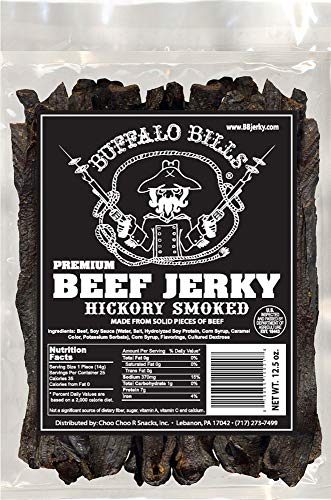 Buffalo Bills 12.5 Oz Hickory Premium 7"Beef Jerky Strips, 25 Strip Per Bag by Buffalo Bills - American Made