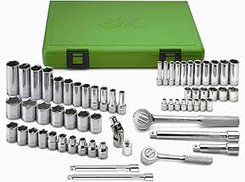 SK Professional Tools 62-Piece 1/4 and 3/8-Inch Drive 6-Point Metric Chrome Socket Set by SK Professional Tools - American Made