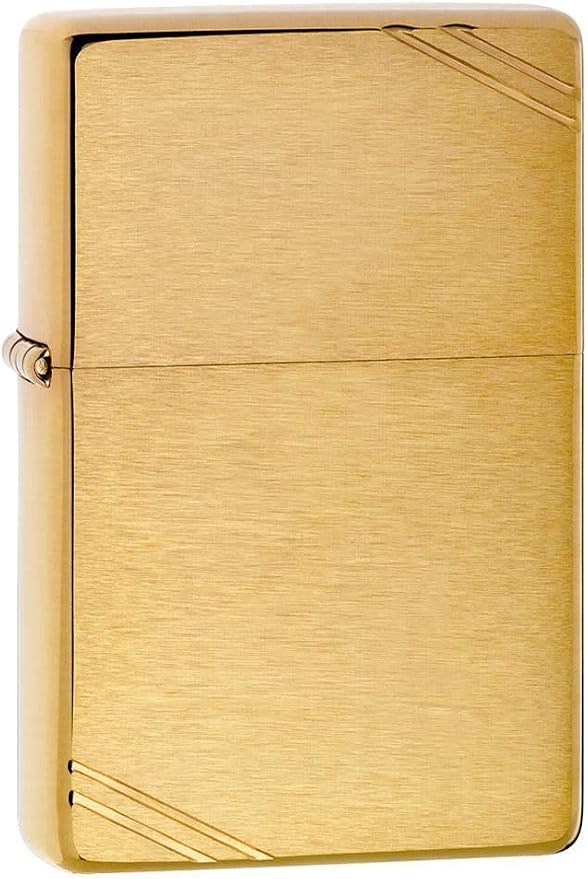 Zippo Vintage Brushed Brass with Slashes Pocket Lighter by Zippo - American Made