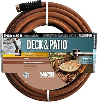 Swan Products Deck and Patio Medium Duty Garden Hose 50 Feet Brown by Swan Products - American Made