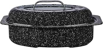 Granite Ware 8.7-Inch Small Covered Round Roaster 3 Lb Capacity Speckled Black by Granite Ware - American Made