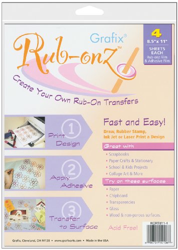 Grafix Clear Rub-Onz Inkjet Laser Film 8.5x11 4-Pack by Grafix - American Made