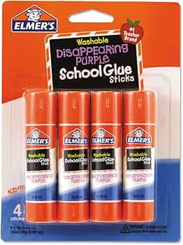 Elmers Washable School Glue Sticks Disappearing Purple 4 Pack by Elmer's - American Made