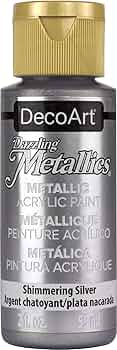 DecoArt Dazzling Metallics 2-Ounce Shimmering Silver Acrylic Paint by DecoArt - American Made