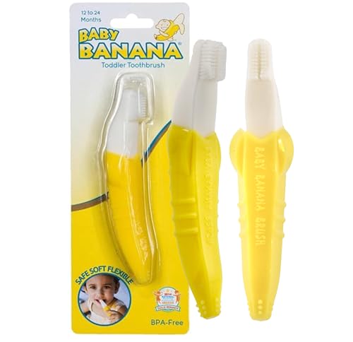Baby Banana® Original w/o Handles Training Toothbrush for Toddlers ages1-3, Protects Young Mouths that are Sti by Baby Banana - American Made