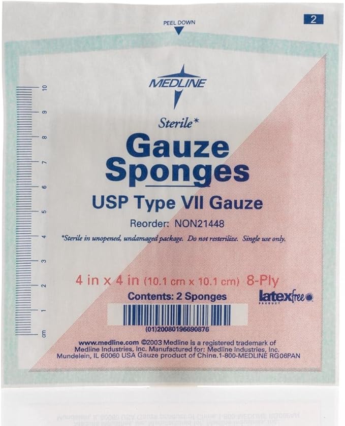 Medline Sterile Woven Gauze Sponges 4x4 Inch 8-Ply by Medline Industries - American Made