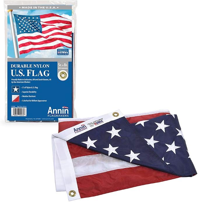Annin Flagmakers SolarGuard Nyl-Glo American Flag 5x8 Feet (Model 2270) by Annin Flagmakers - American Made