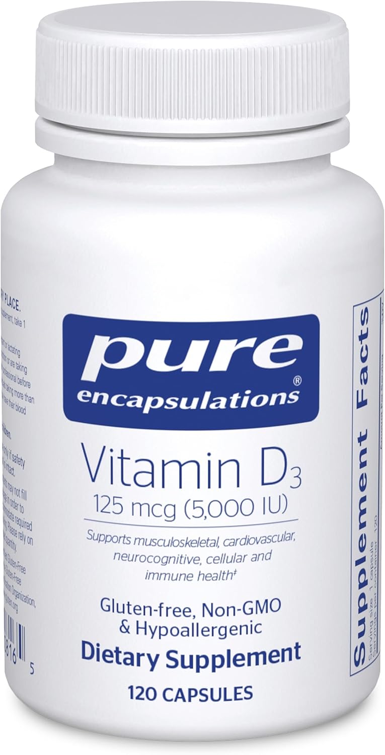 Pure Encapsulations Vitamin D3 125 mcg 5000 IU Supplement 120 Capsules by Pure Encapsulations - American Made