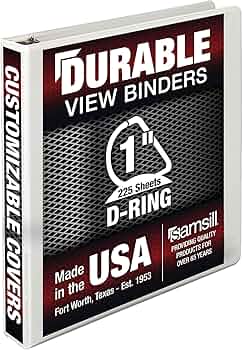 Samsill Durable 1 Inch D-Ring Binder, Made in USA by Samsill - American Made