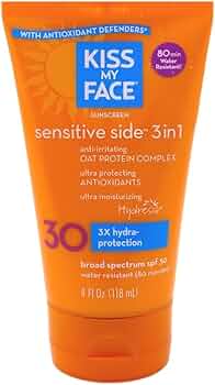 Kiss My Face Sensitive Side 3-in-1 Sunscreen Lotion SPF 30 4oz 3-Pack by Kiss My Face - American Made