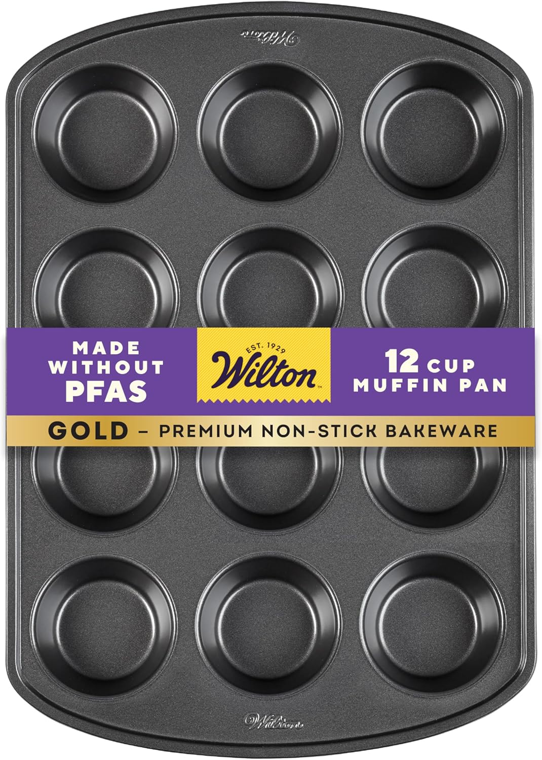 Wilton Gold Non-Stick Bakeware Muffin Pan 12 Cup by Wilton - American Made