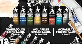 Grumbacher Academy Watercolor Paint 10-Color Set by Grumbacher - American Made