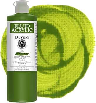Da Vinci Professional Artist Fluid Acrylic Paint Green Gold 16oz by Da Vinci Paint Co. - American Made