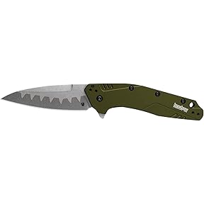 Kershaw Shallot 1840 3.5-Inch Assisted Opening Olive Handle by Kershaw - American Made