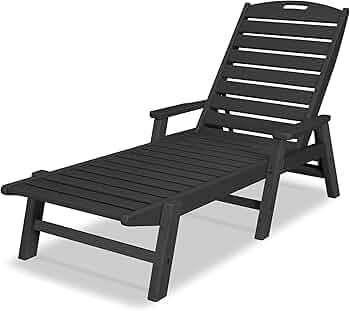 POLYWOOD Nautical Chaise Lounge with Arms, Black by POLYWOOD - American Made