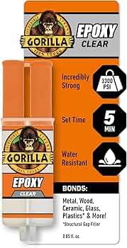 Gorilla 2-Part Clear Epoxy 5-Minute Set 0.85oz by Gorilla Glue - American Made