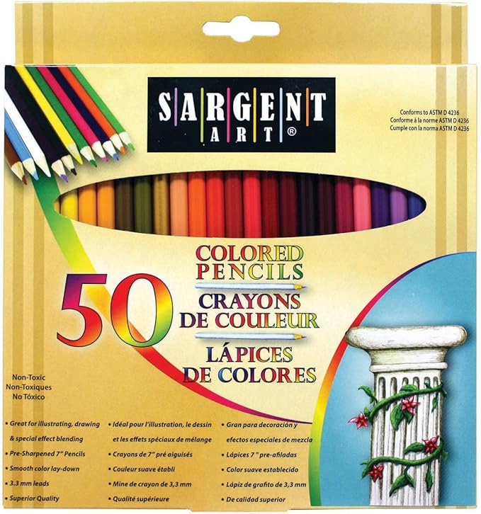 Sargent Art Premium Coloring Pencils 50 Assorted Colors by Sargent Art - American Made