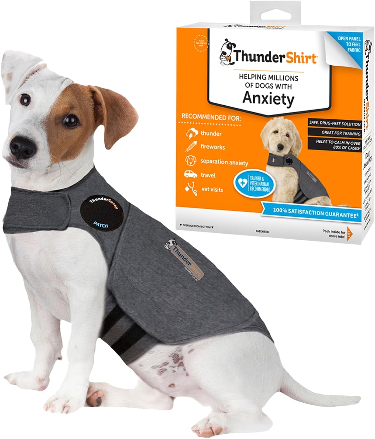 ThunderShirt for Dogs Small Heather Gray Classic Dog Anxiety Relief Calming Vest by Thundershirt - American Made