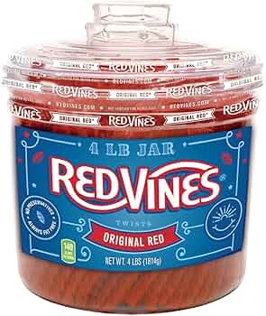 Red Vines Red Original Licorice Twists 4 Pound Jar by Red Vines - American Made