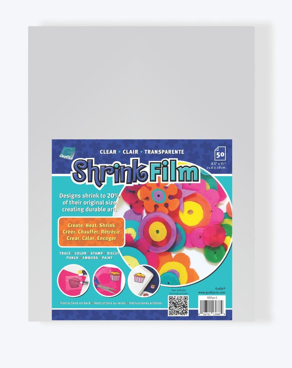 Grafix Shrink Film Clear Transparent 8.5x11 Sheets 50-Pack by Grafix - American Made