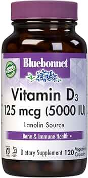Bluebonnet Nutrition Vitamin D3 5000 IU 120 Softgels by Bluebonnet Nutrition - American Made