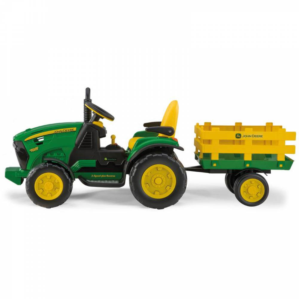 Peg Perego John Deere Ground Force 12V Ride-On Tractor with Trailer by Peg Perego - American Made