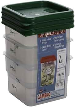 Cambro Square Food Storage Containers with Lids 2-Quart Set of 3 by Cambro - American Made