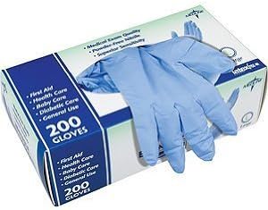 Curad Medline Nitrile Exam Gloves Powder Free 200ct Large by Medline Industries - American Made